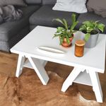 SOLD - White Trestle Coffee Table