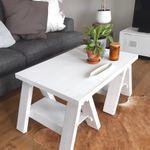 SOLD - White Trestle Coffee Table