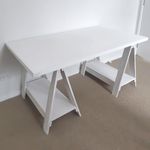 SOLD - White Washed Trestle Desk / Table
